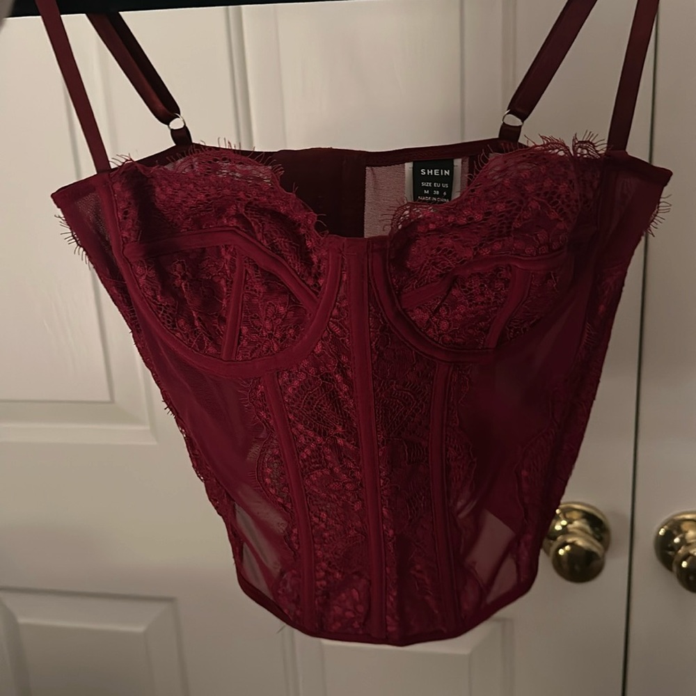 NWT Shein Burgundy Corset Top